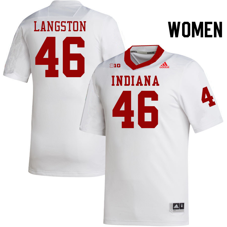 Women #46 Mark Langston Indiana Hoosiers College Football Jerseys Stitched-White